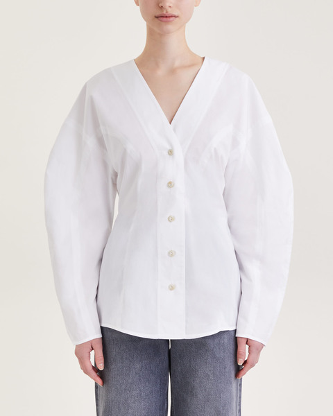 Blouse Poplin Fitted White 1
