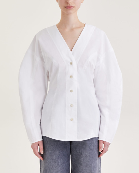 Blus Poplin Fitted Vit 1