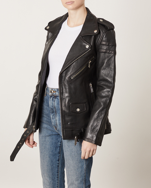 blk denim leather jacket