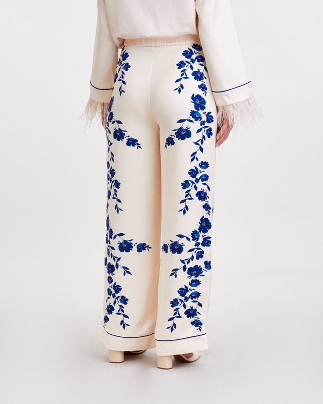 Malina Trousers Haven wide print Vit/blå S