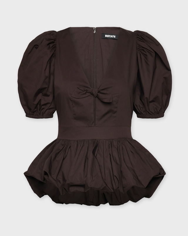 ROTATE Birger Christensen Blouse Puff Sleeve Bubble Mole 34