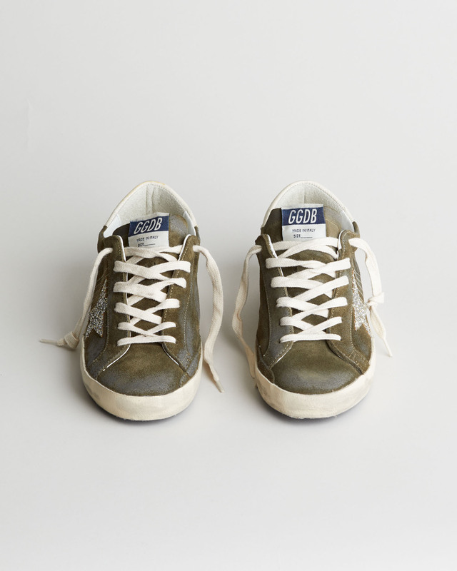 Golden Goose Deluxe Brand Sneakers Super Star Glitter Leather Olivgrön EUR 39