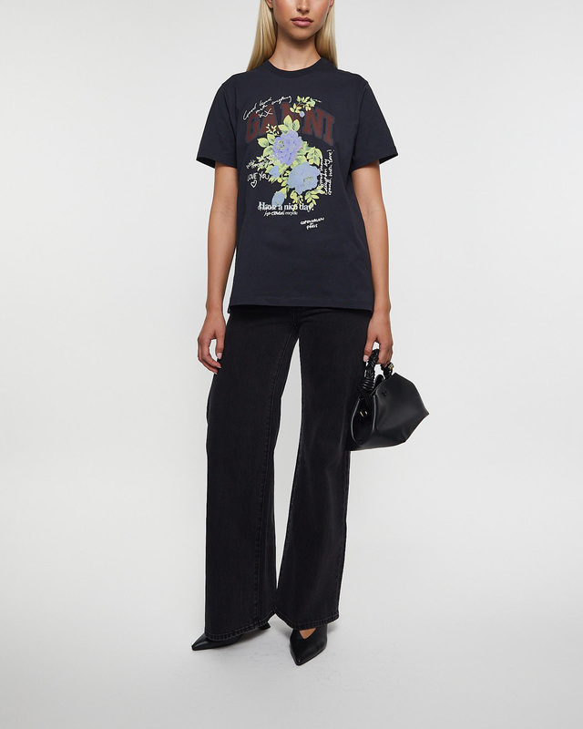 Ganni T-Shirt Basic Cotton Jersey Rose Phantom  XS