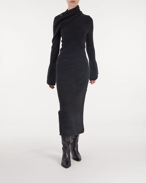 Klänning Midweight Wool Knit Dress Charcoal 2