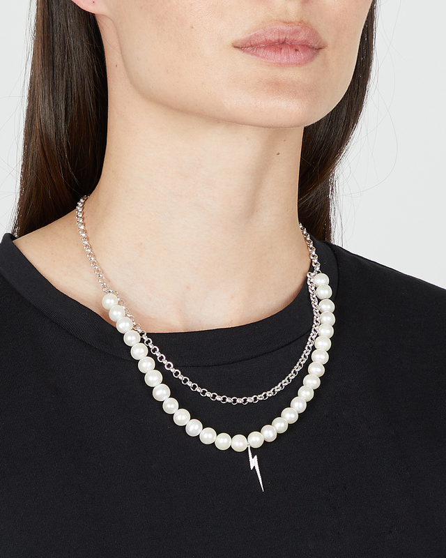 CBYC Bolt Necklace Silver/vit ONESIZE